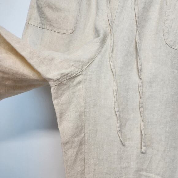 JM Collection Wide Leg Linen Pants Size 8 Cream Pull On Elastic Waist Casual - Picture 4 of 10